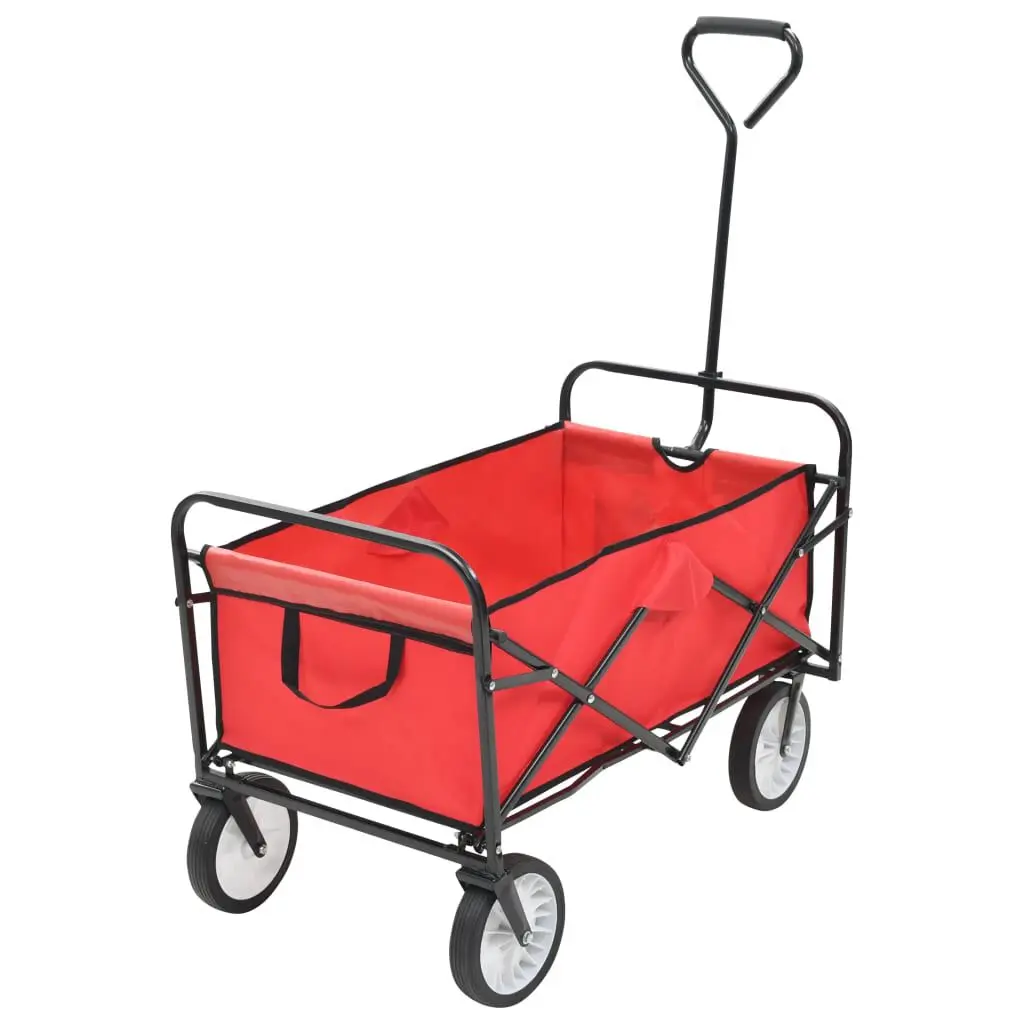 Folding Hand Trolley Steel Red Portable Utility Cart Moving
