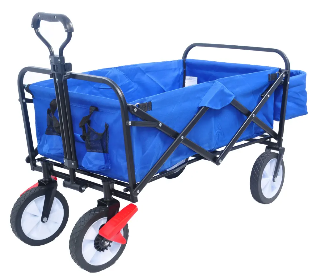 Folding Wagon Garden Shopping Beach Cart Blue ABS Steel Frame qdxfl