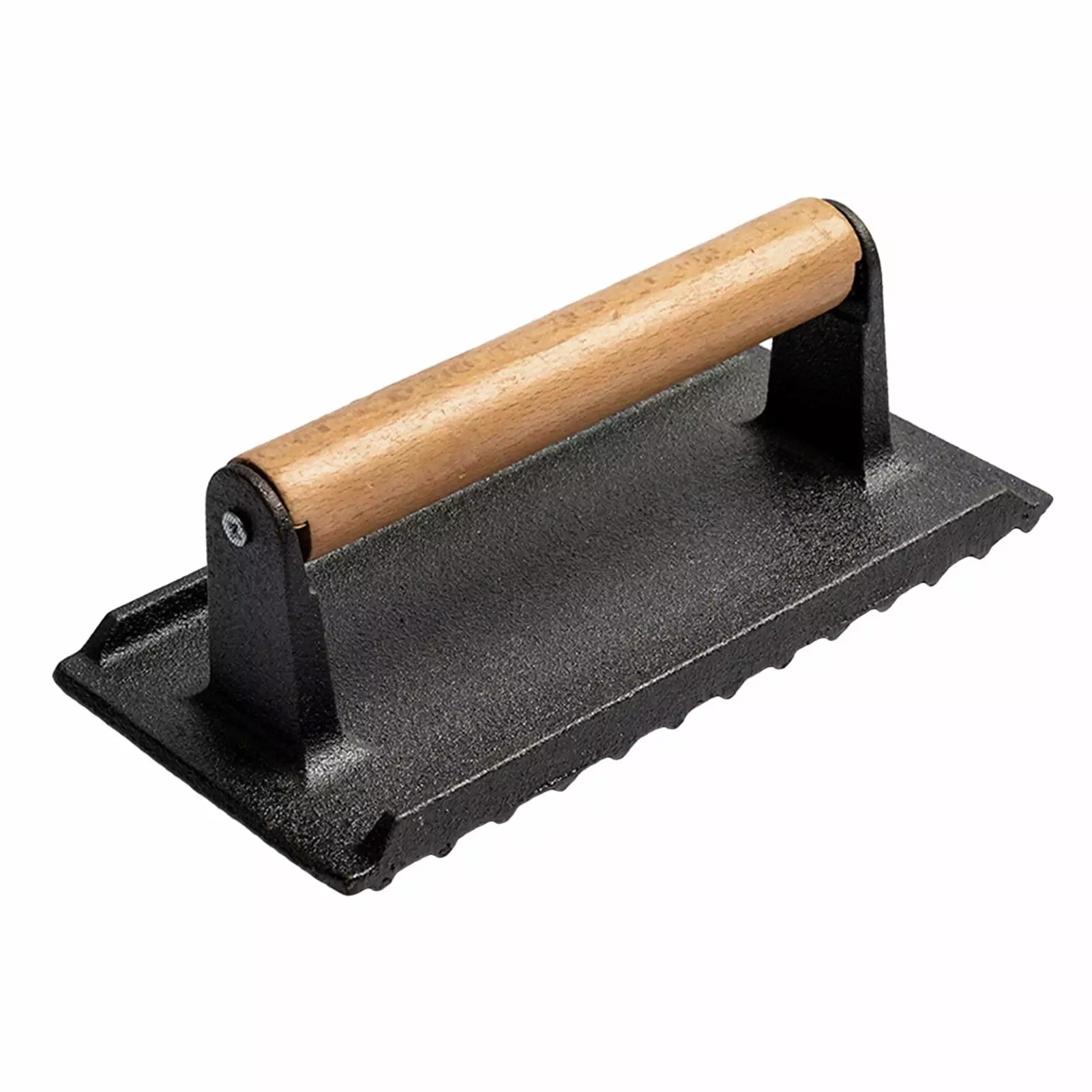 Waroomhoutilize Healthy Cooking Tool Food Grade Cast Iron Burger Press Wood Handle Even Heat Transfer Round