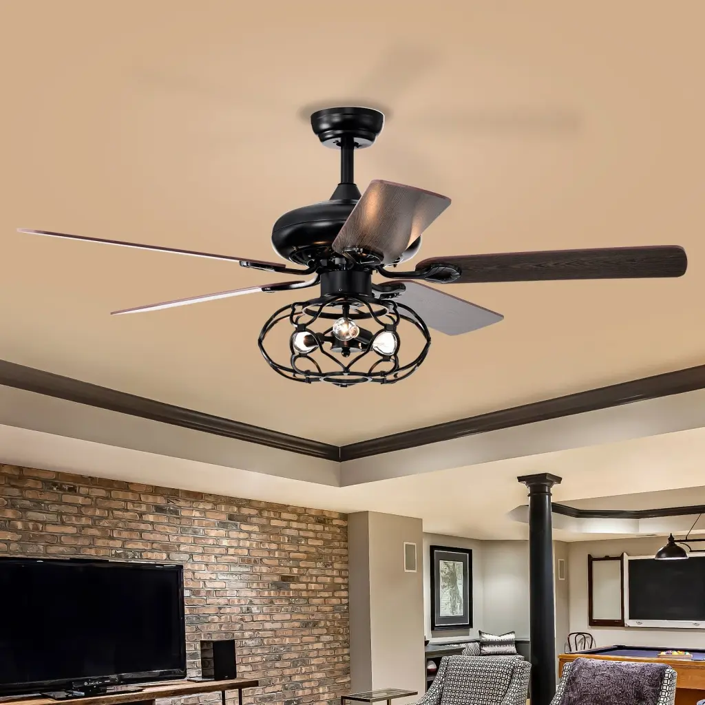 Low Profile Ceiling Fan Lights Dark Wood Blades No Bulb Required Bedroom or Living Room hengermei