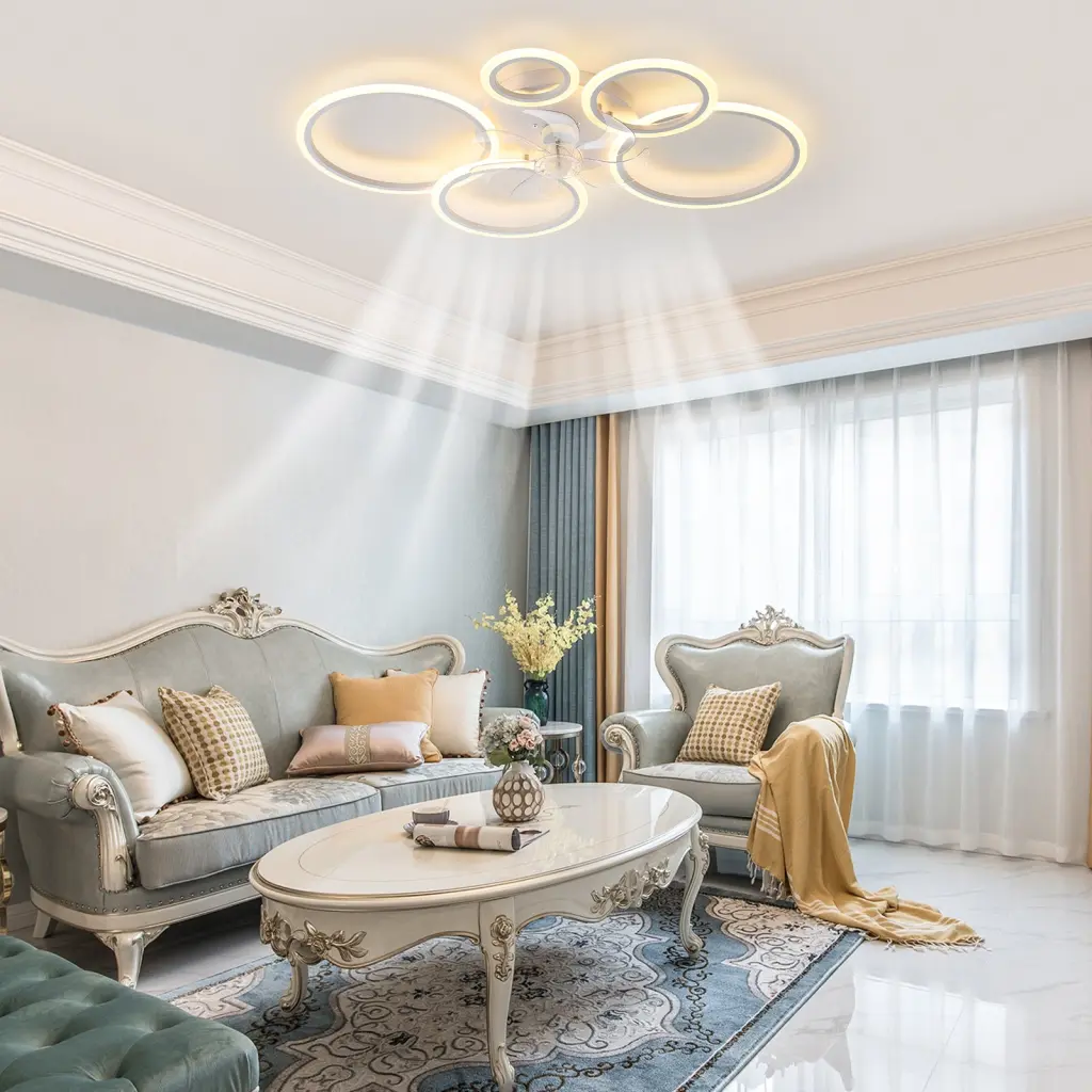39 Inches White Ceiling Fan Lights Remote Control and App Control w1962 seehui lighting
