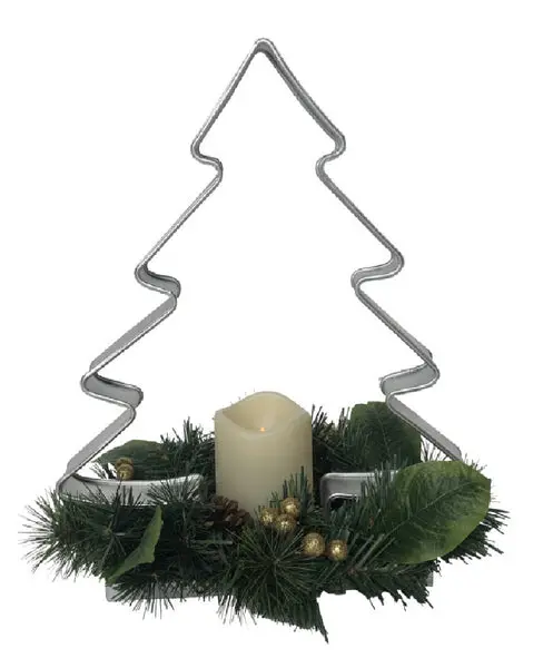 Santas Forest 23605 Christmas Tree Galvanized Metal Candle White Silver Holiday Decor