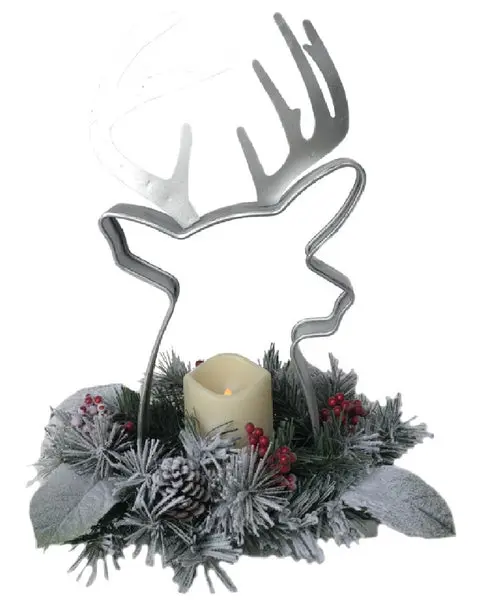 Santas Forest 23607 Christmas Deer Galvanized Metal Candle Holiday Centerpiece