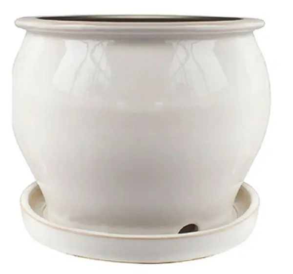 Trendspot DB10021-08L Cream White Glazed Ceramic Studio Pot Modern Decor