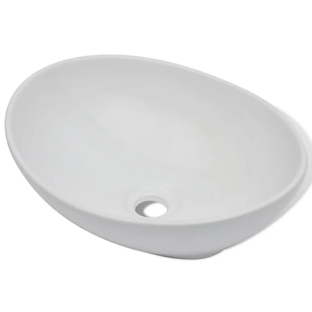 Premium Ceramic Basin Oval-shaped White 16.1x13.4 Bathroom Sink