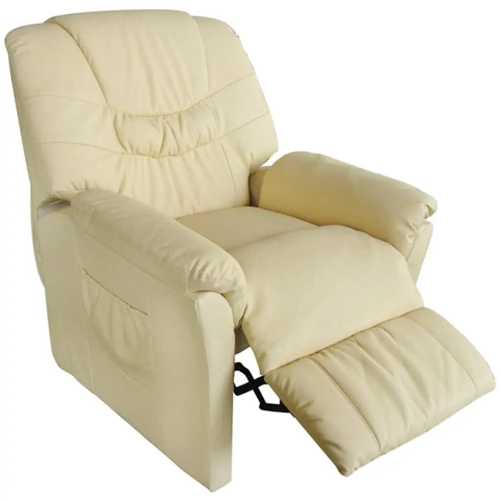 Massage Chair Cover Cream Faux Leather Replacement Slip-On Protector
