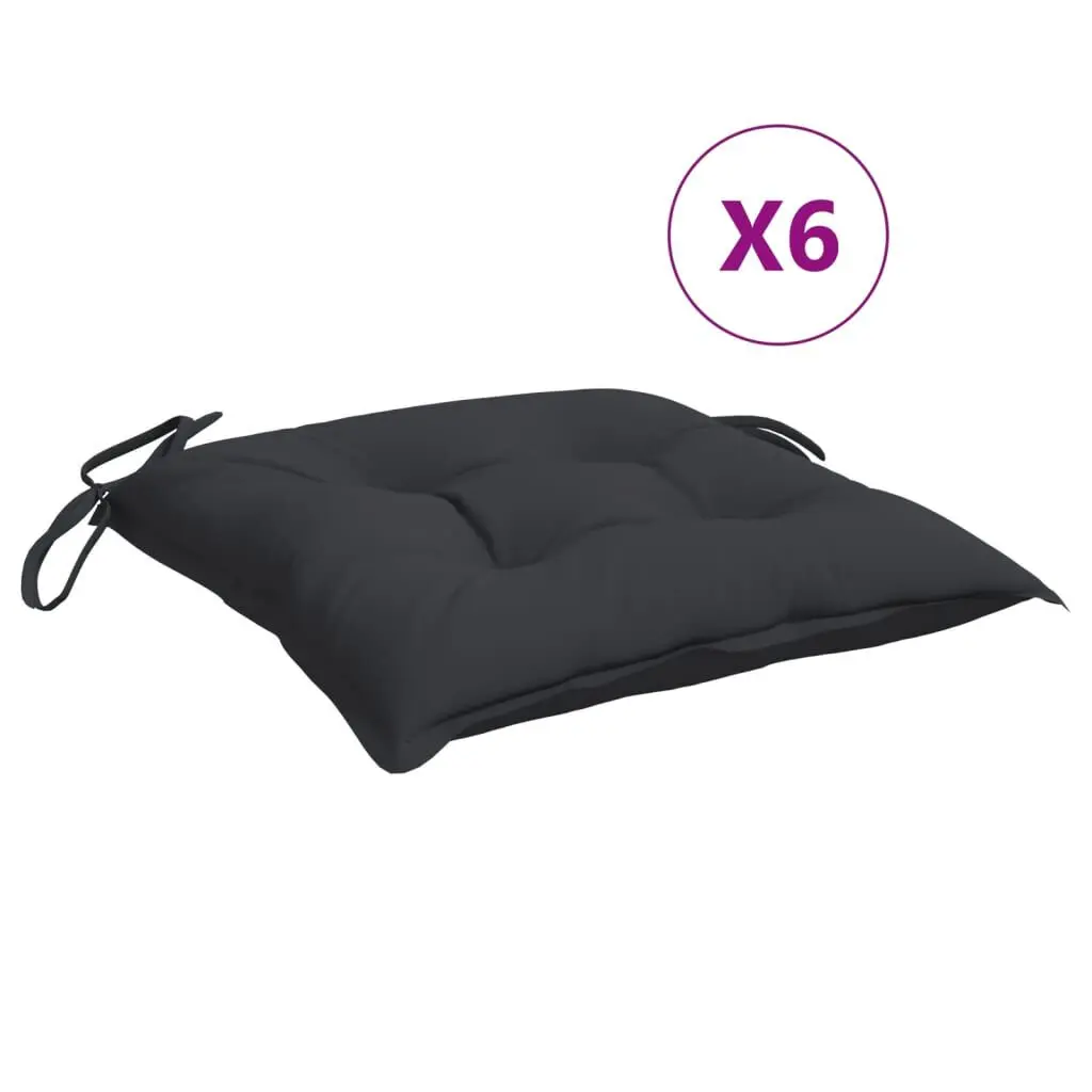 Black Oxford Fabric Chair Cushions 6 Pieces 19.7 Inches Square Comfortable Seat Pads