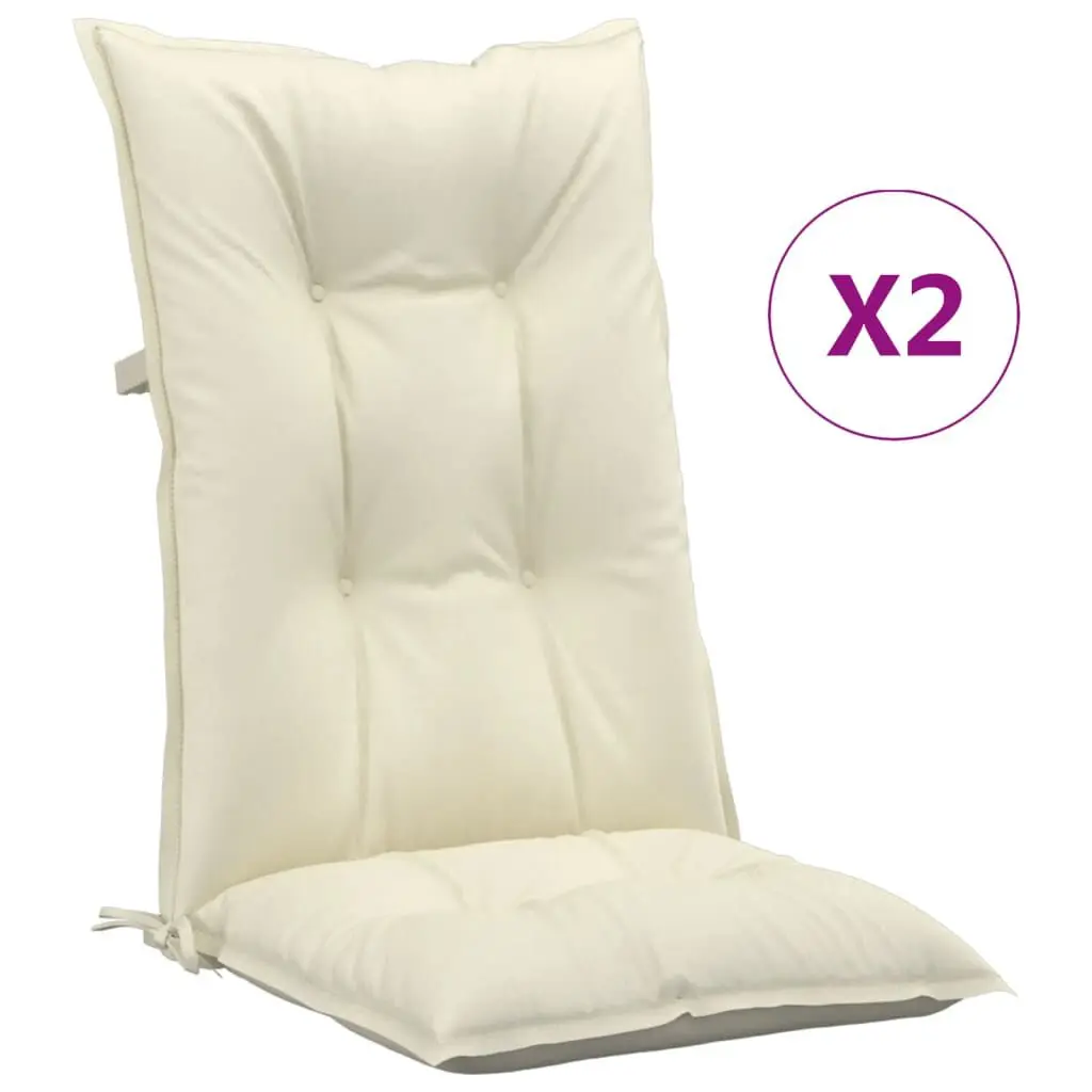 Garden Highsupport Chair Cushions 2 pcs Cream 47.2x19.7x2.8 Inches Fabric Outdoor Seat Cushions