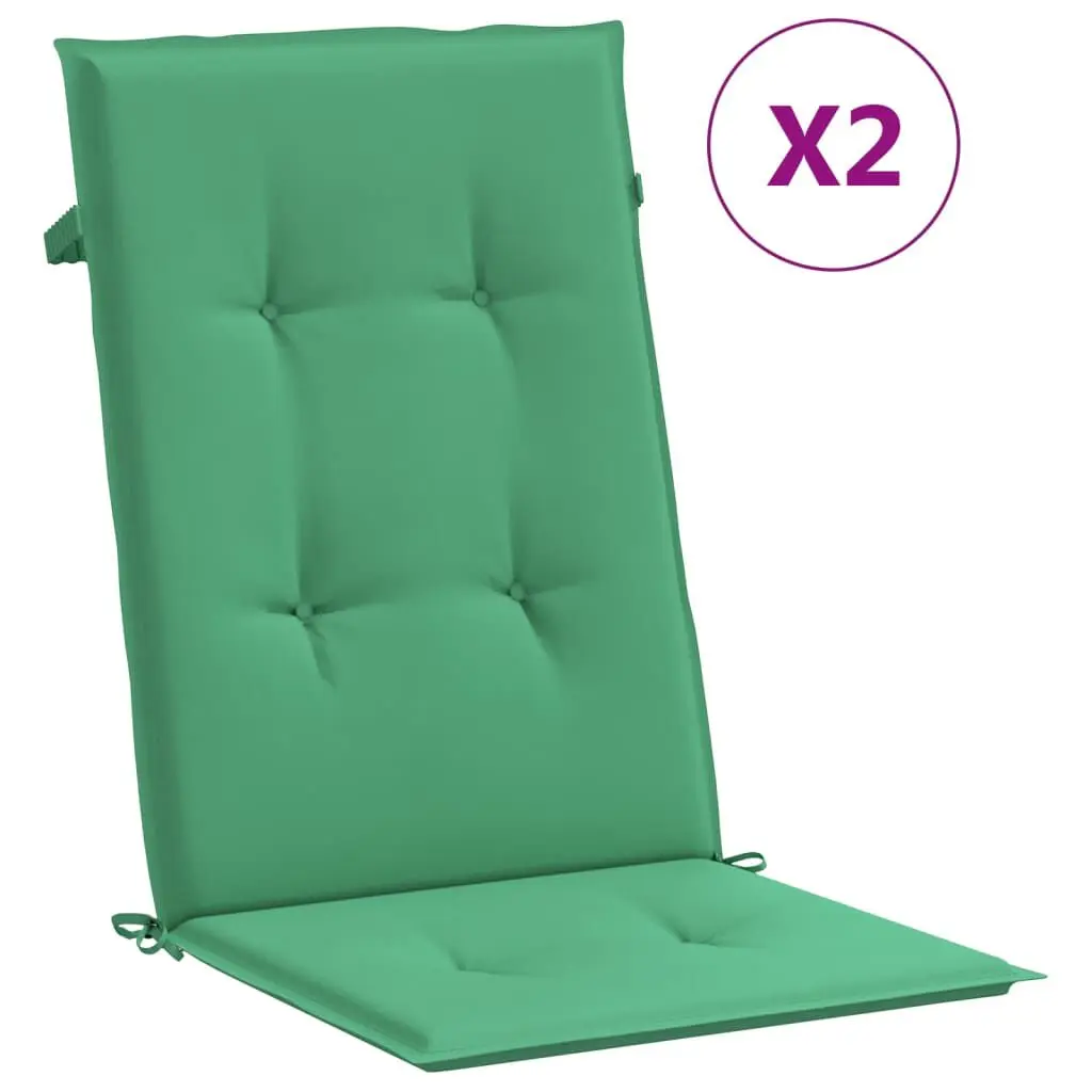 Garden Highsupport Chair Cushions 2 Pieces Green 47.2x19.7x1.2 Inches Fabric