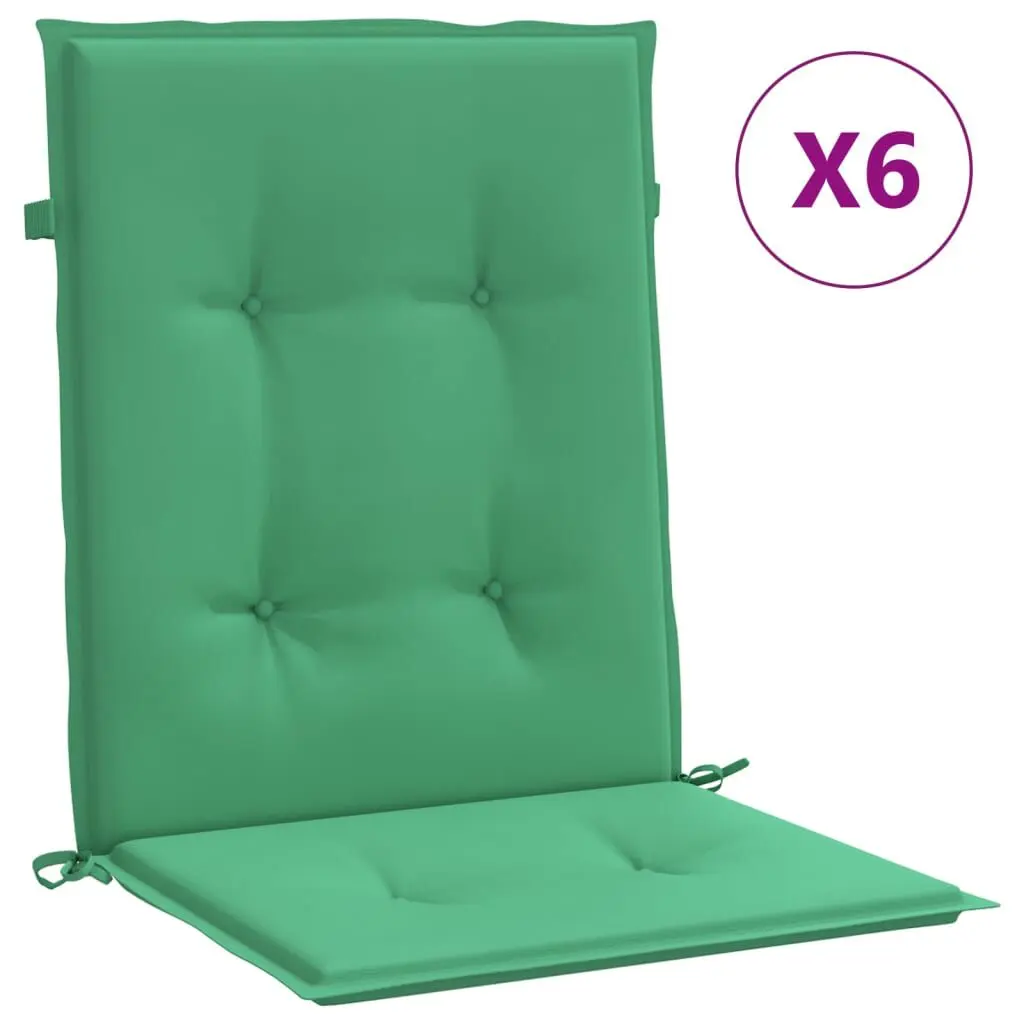 Garden Low Support Chair Cushions 6 pcs Green Oxford Fabric 39.4x19.7x1.2 Inches Outdoor Seat Cushions Pack