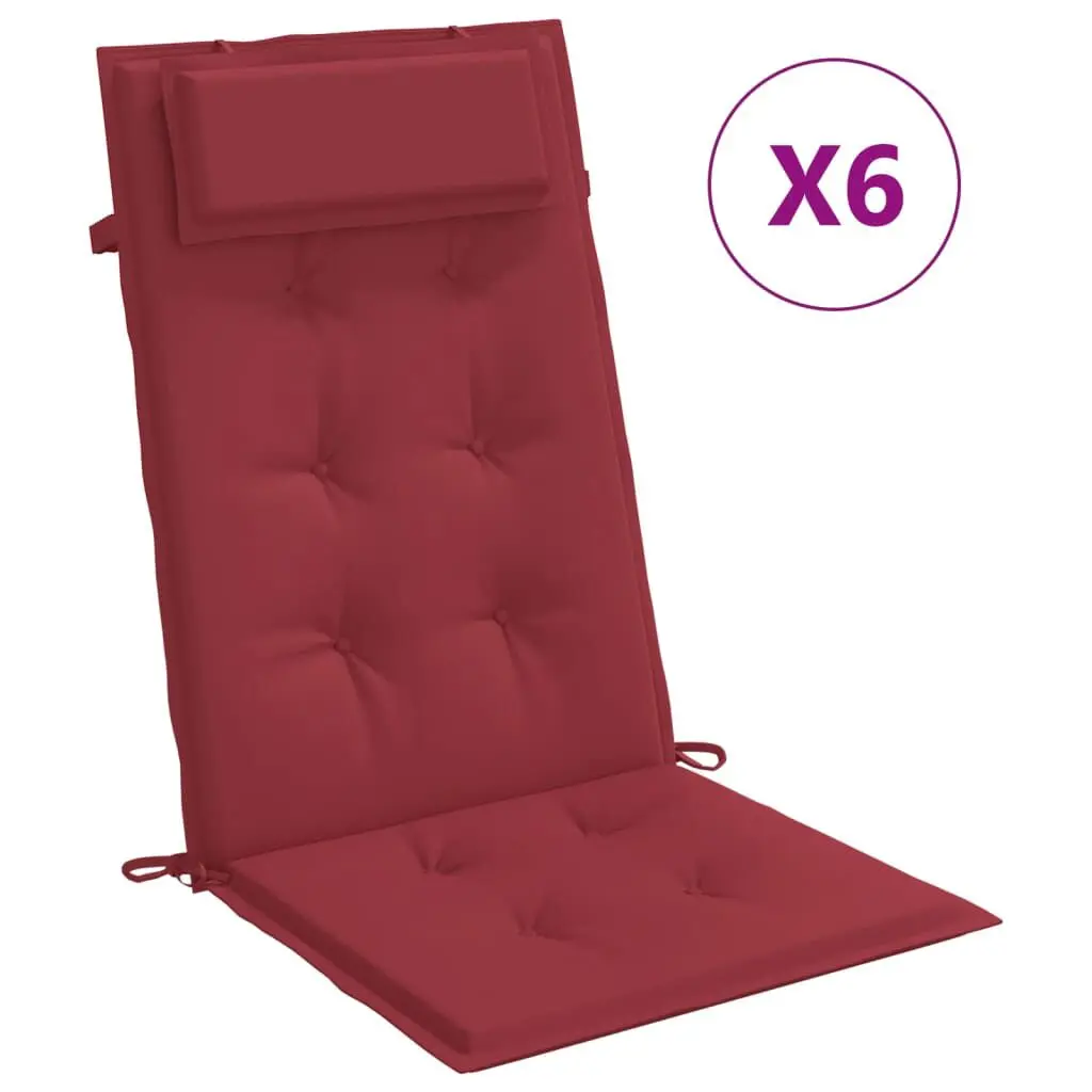 Highsupport Chair Cushions 6 Pack Wine Red Oxford Fabric Complete Seat Cushion Set