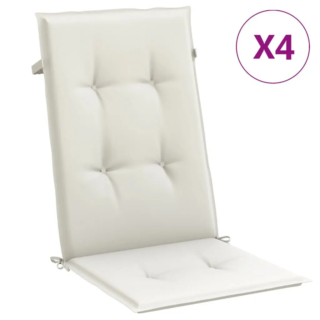 Highsupport Chair Cushions 4 Pieces Melange Cream Fabric Seat Pads