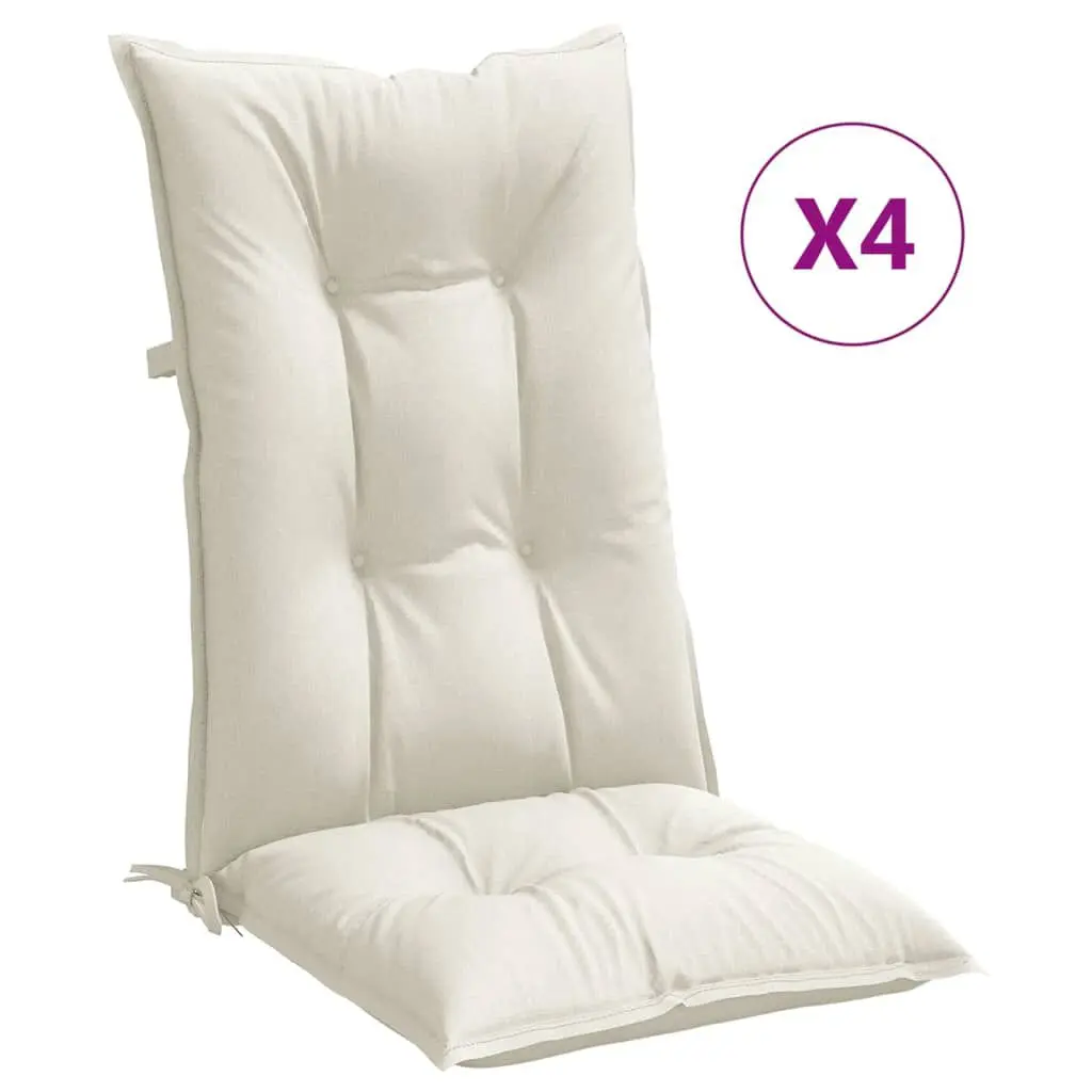 Highsupport Chair Cushions 4 Pieces Thick Melange Cream Fabric Pads