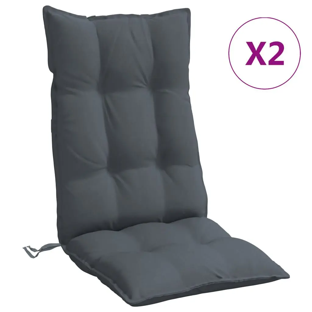 Highsupport Chair Cushions Set 2 Anthracite Oxford Fabric Seat Pads