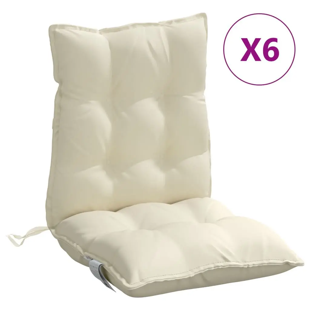 Low Support Chair Cushions 6 pcs Cream Oxford Fabric Seat Pads