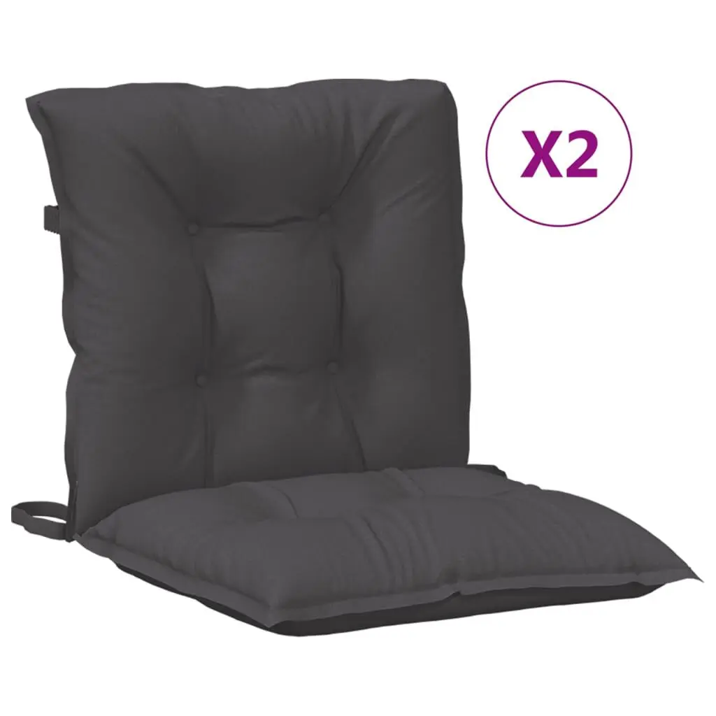 Low Support Chair Cushions 2 pcs Melange Anthracite 39.4x19.7x2.8 Thick Fabric Comfort