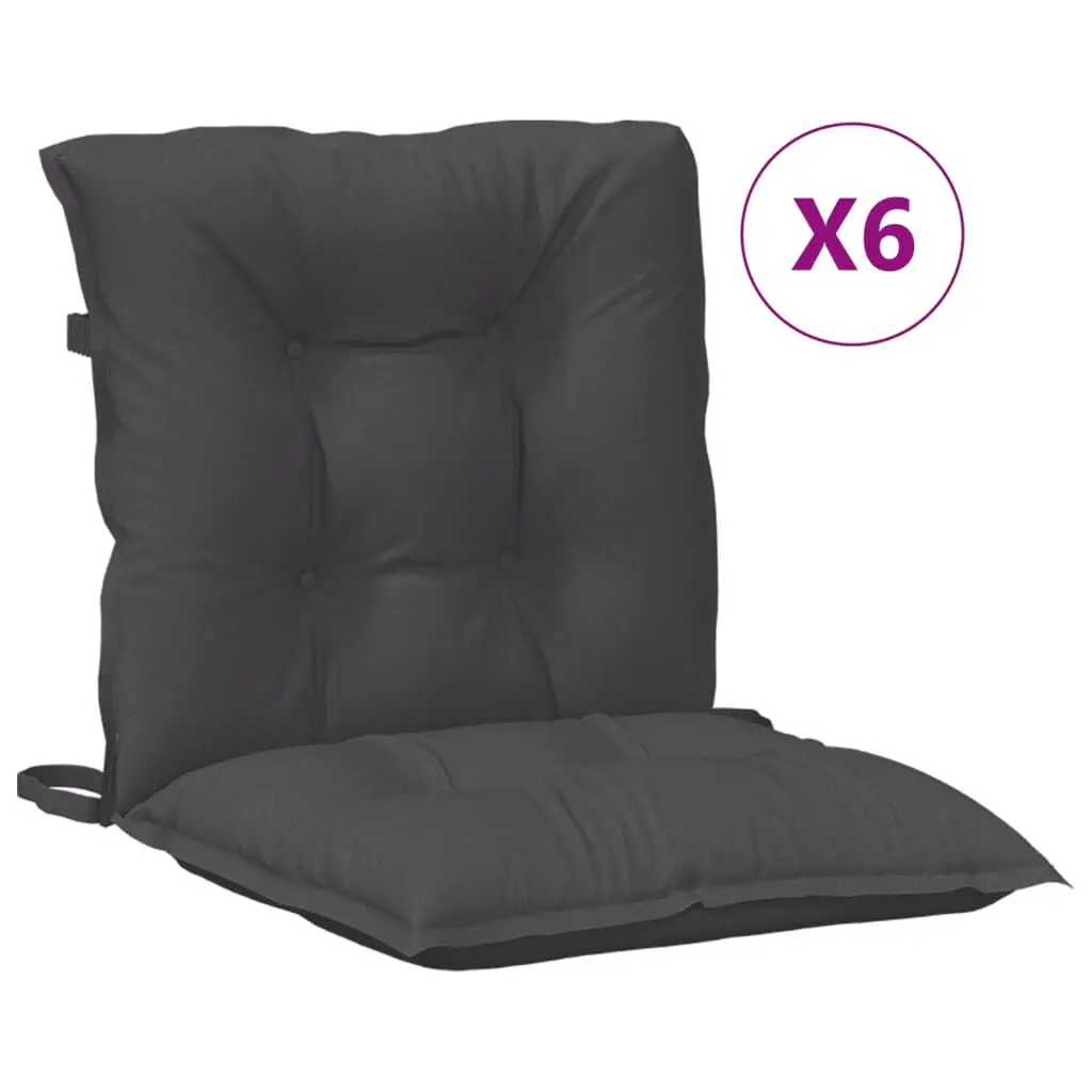 Low Support Chair Cushions 6 pcs Melange Anthracite 39.4x19.7x2.8 Thick Fabric Patio
