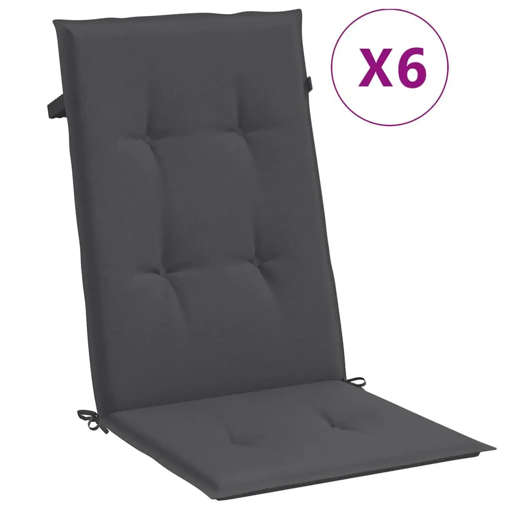 6 Piece Melange Anthracite Highsupport Chair Cushions 47.2x19.7x1.6 Inches Fabric