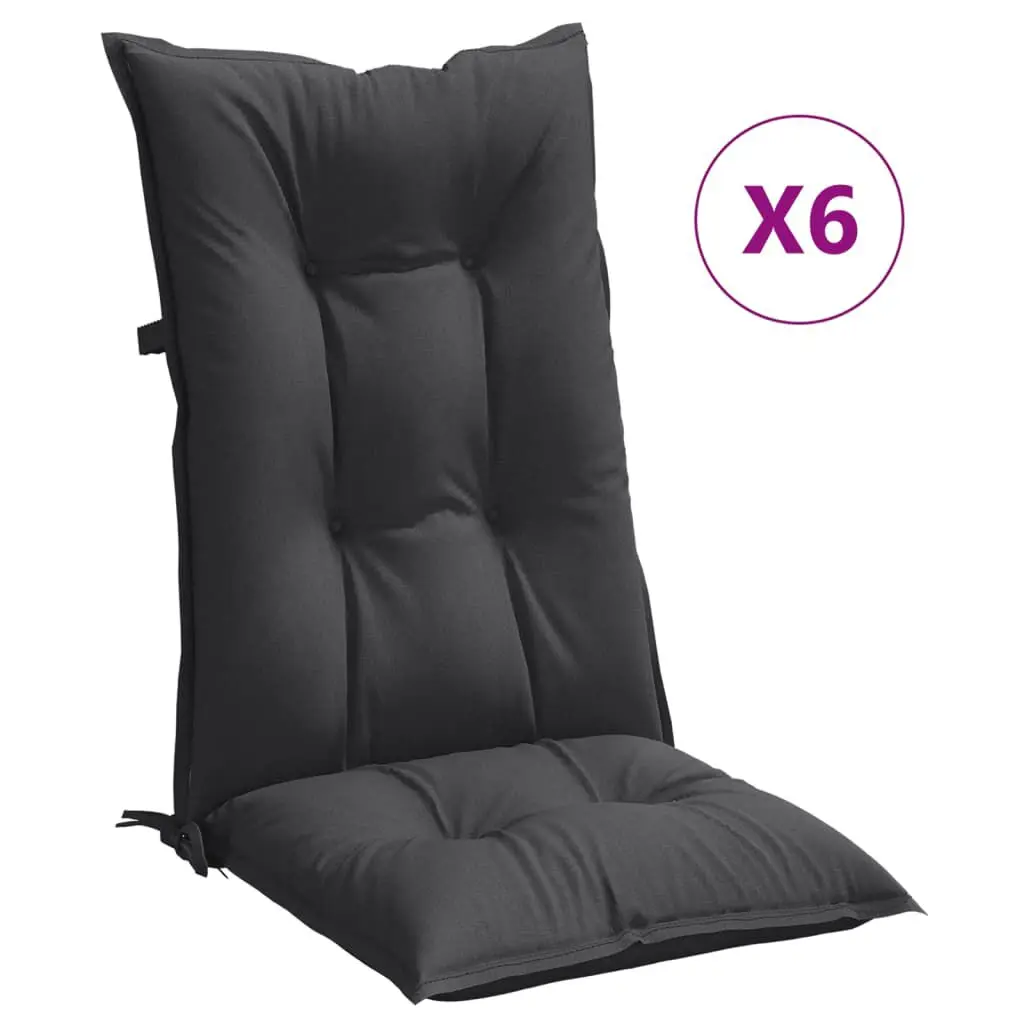 6 Piece Melange Anthracite Thick Highsupport Chair Cushions 47.2x19.7x2.8 Inches