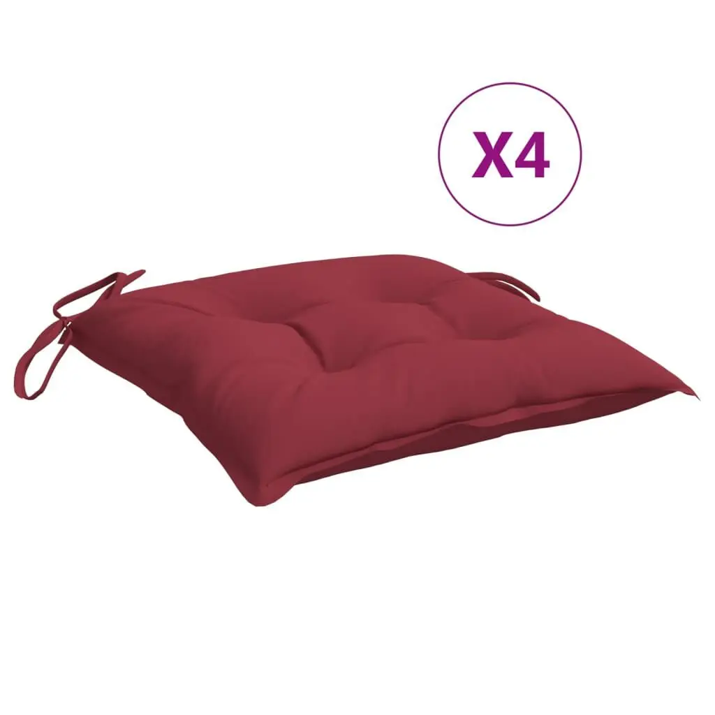 Wine Red Chair Cushions Set 4 19.7x19.7x2.8 Inches Oxford Fabric Seat Pads