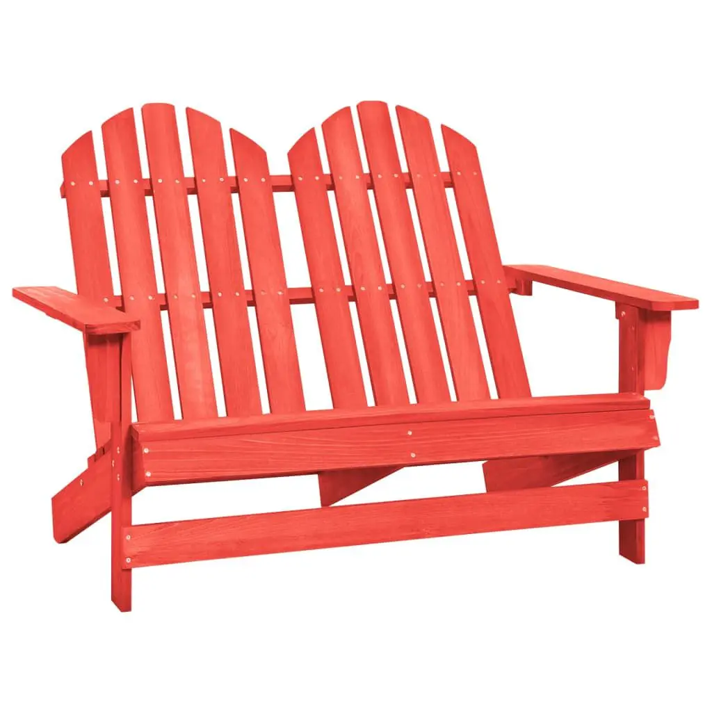 2-Seater Patio Adirondack Chair Solid Wood Fir Red Outdoor Furniture