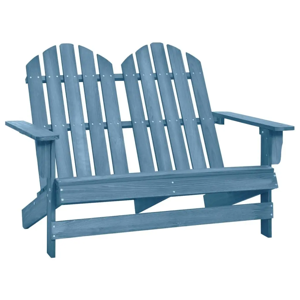 2-Seater Patio Adirondack Chair Solid Wood Fir Blue Outdoor Seating