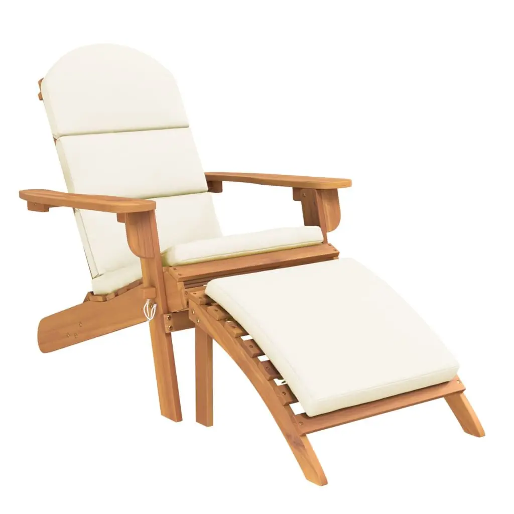 Adirondack Patio Chair Footrest Solid Wood Acacia Outdoor Furniture