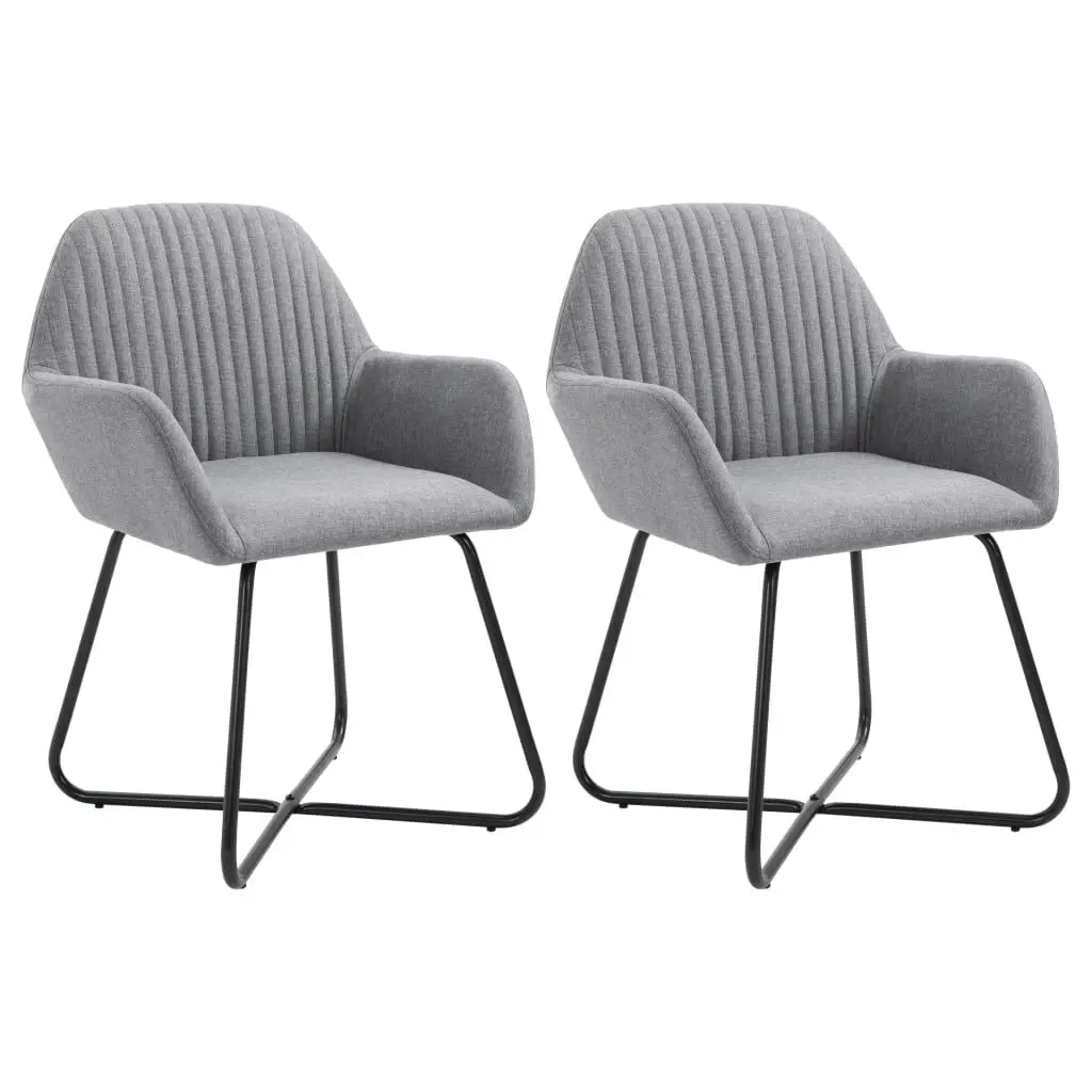 Dining Chairs 2 pcs Light Gray Fabric Modern Kitchen Seating