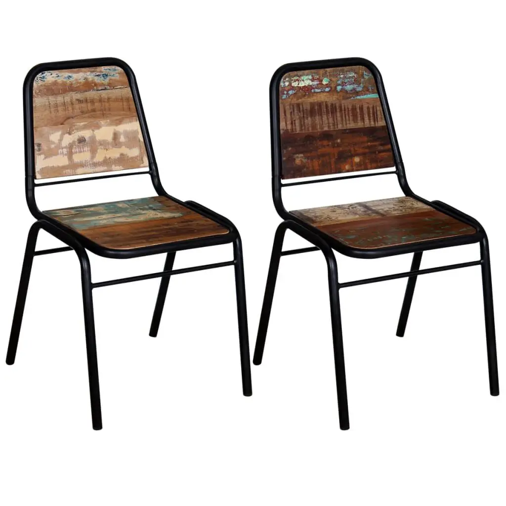 Dining Chairs 2 pcs Solid Reclaimed Wood Kitchen Seating