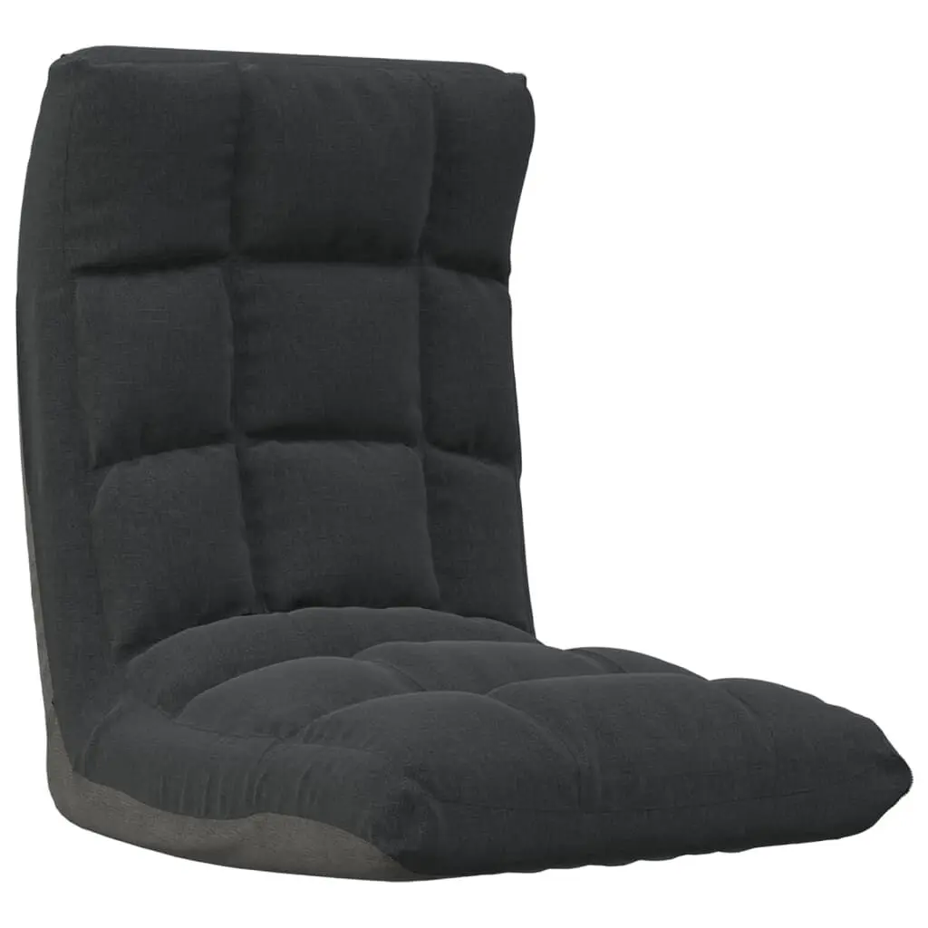 Folding Floor Chair Black Fabric Portable Seat