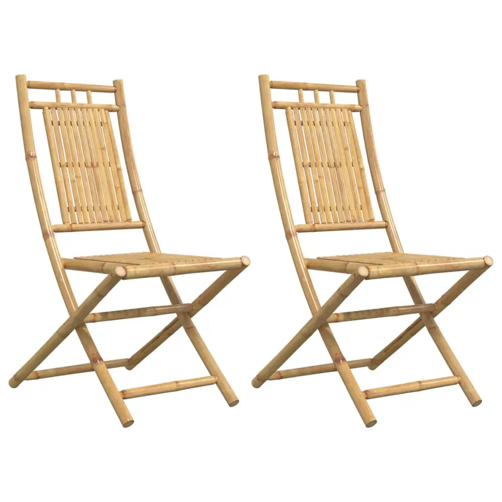 Folding Patio Chairs 2 Pack Bamboo 18.1x26x39 Inches Outdoor Garden Furniture
