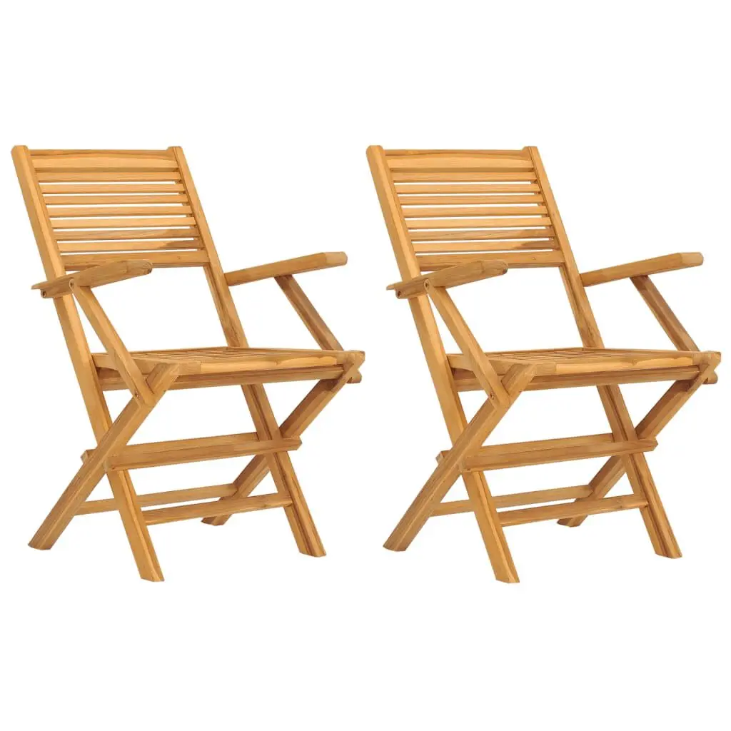 Folding Patio Chairs 2 pcs 21.7x24.4x35.4 Inches Solid Wood Teak Outdoor Seating