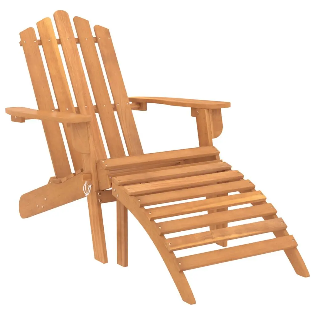 Patio Adirondack Chair Footrest Solid Wood Acacia Outdoor Relaxation