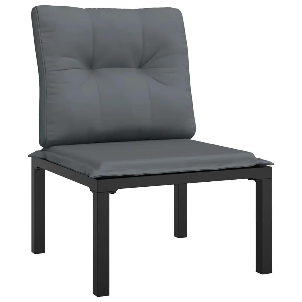 Patio Chair Cushions Black and Gray Poly Rattan Outdoor Seating