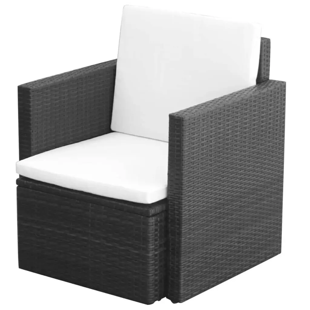 Patio Chair Cushions and Pillows Poly Rattan Black Outdoor Armchair