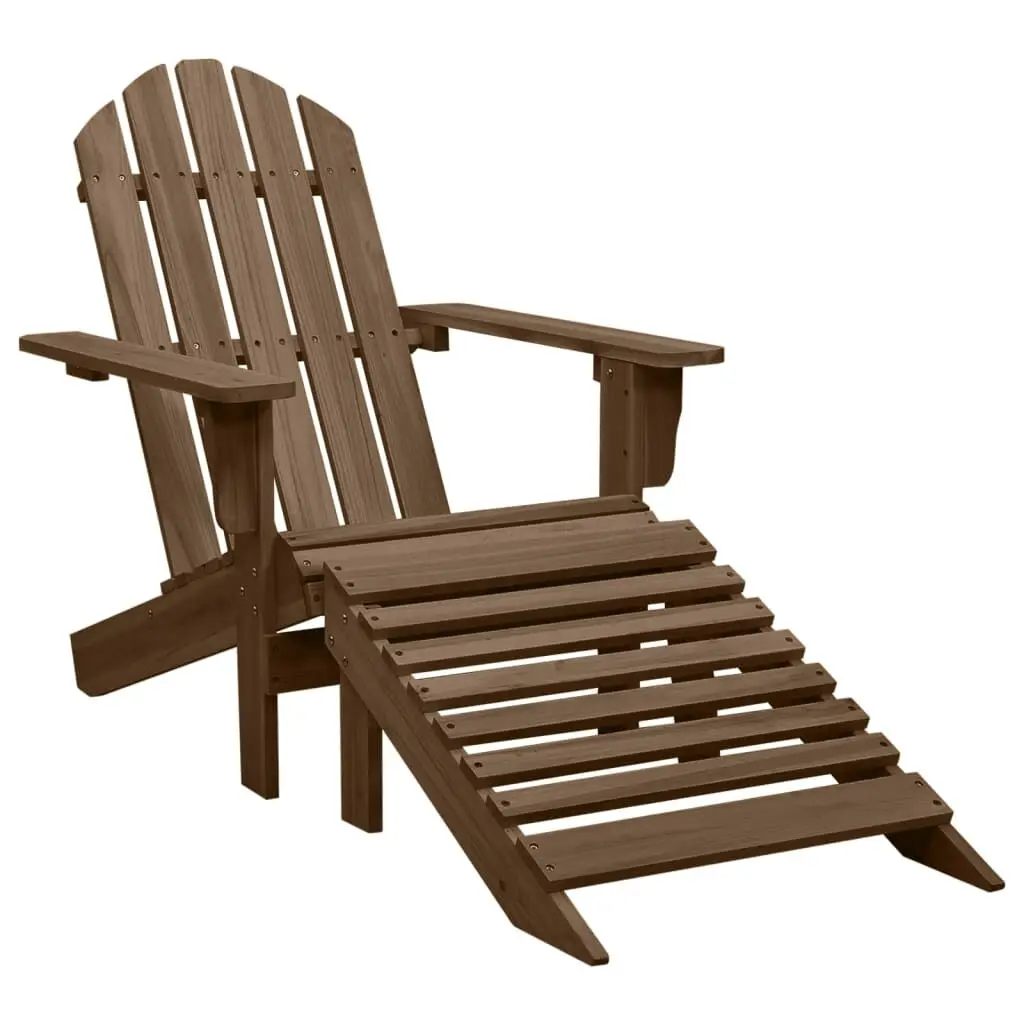 Patio Chair Ottoman Wood Brown Comfortable Outdoor Seating