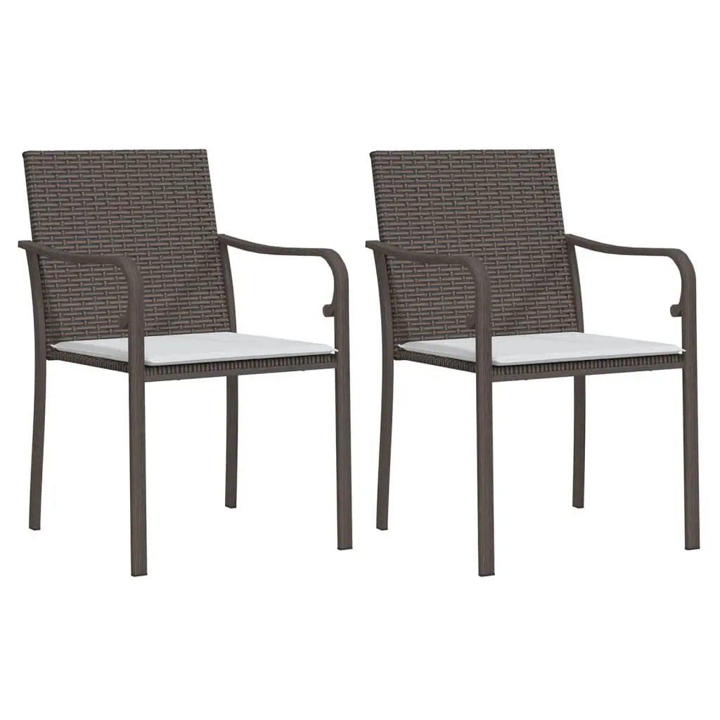Patio Chairs Cushions 2 pcs Brown 22x23.2x33.1 Poly Rattan Outdoor Seating