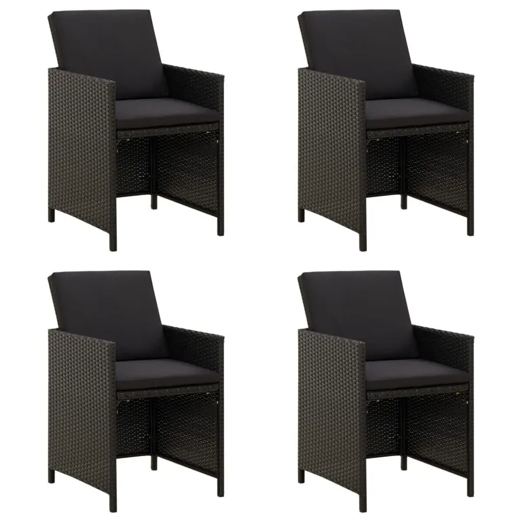Patio Chairs Cushions 4 pcs Poly Rattan Black Outdoor Dining Chairs