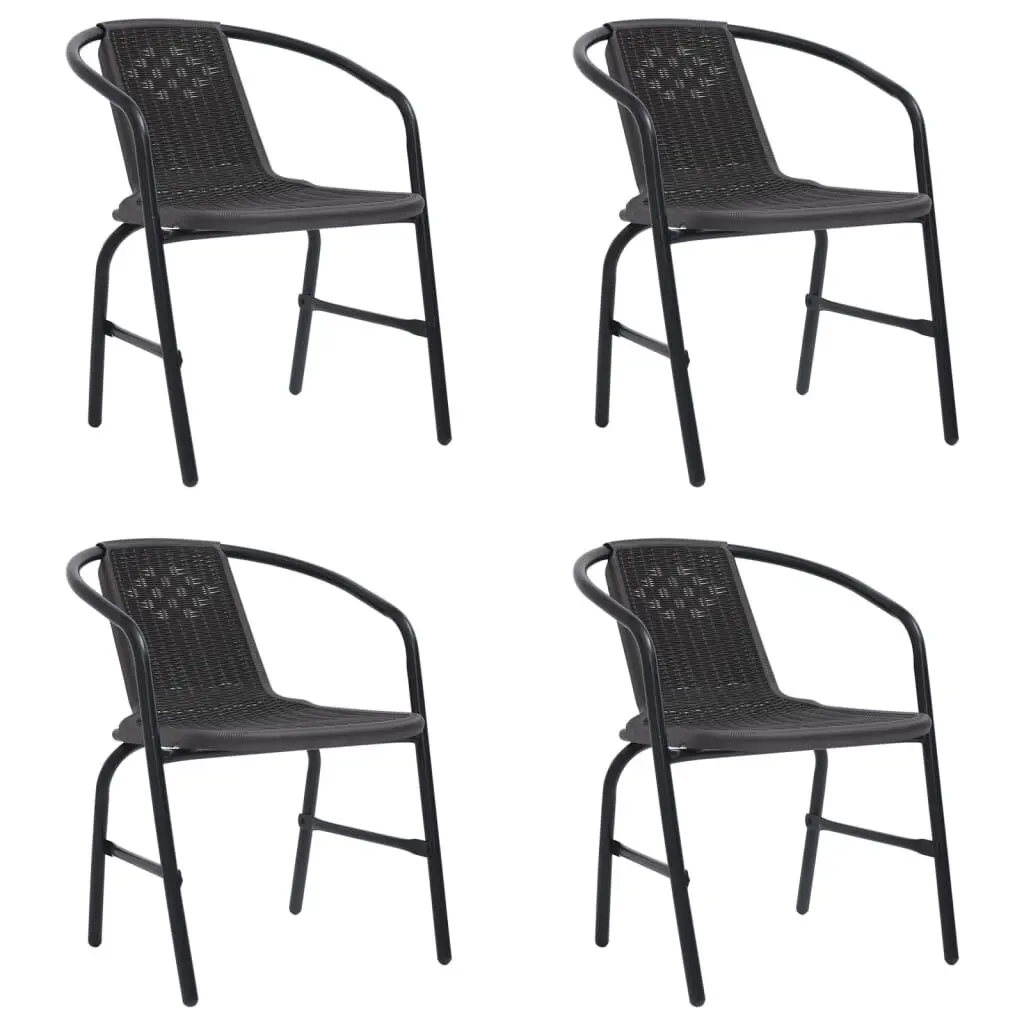 Patio Chairs 4 pcs Plastic Rattan and Steel 242.5 lb Capacity