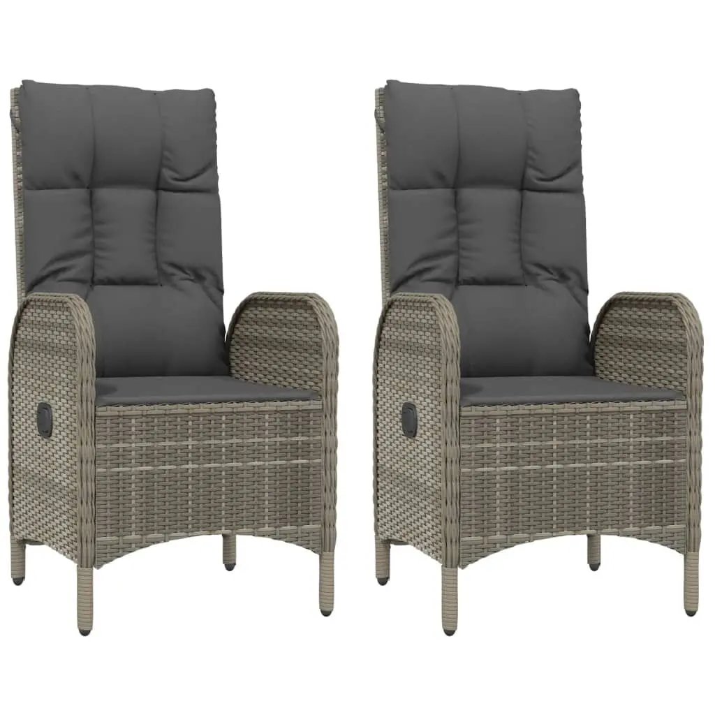 Patio Chairs 2 pcs Poly Rattan Gray Stylish Outdoor Seating