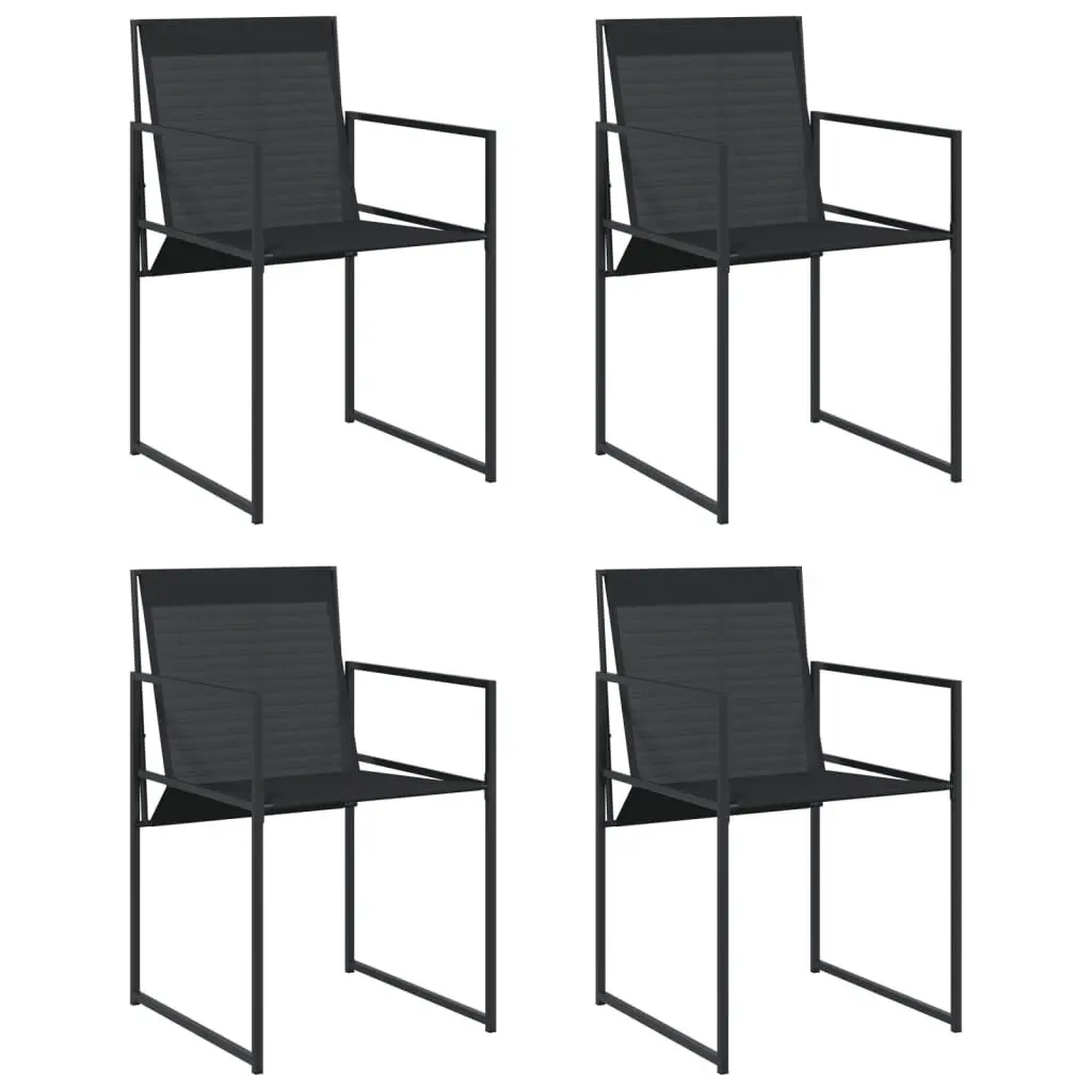 Patio Chairs 4 Piece Set Black Steel and Textilene Outdoor Dining Chairs