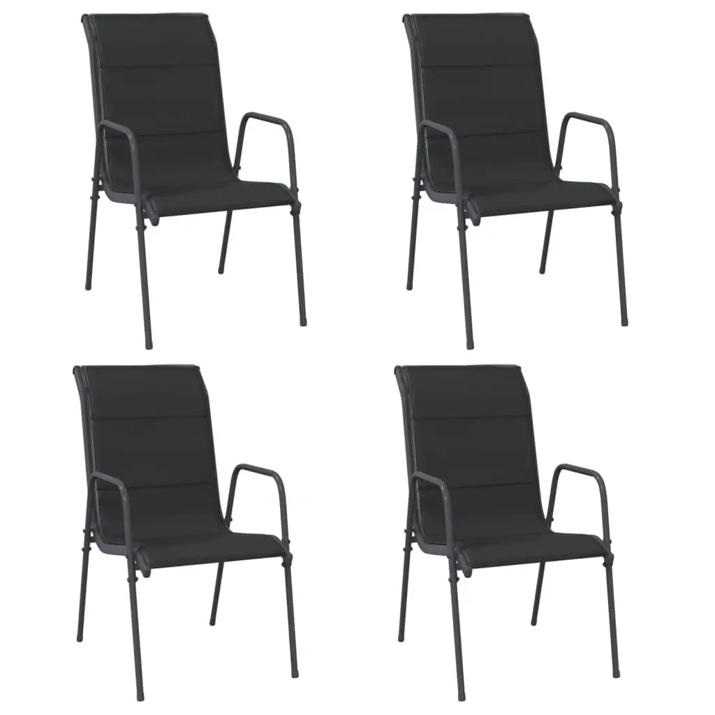 Patio Chairs 4 Piece Set Steel and Textilene Black Outdoor Seating