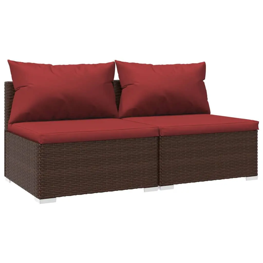 Patio Furniture Set 2 Piece Cushions Poly Rattan Brown Outdoor Chairs