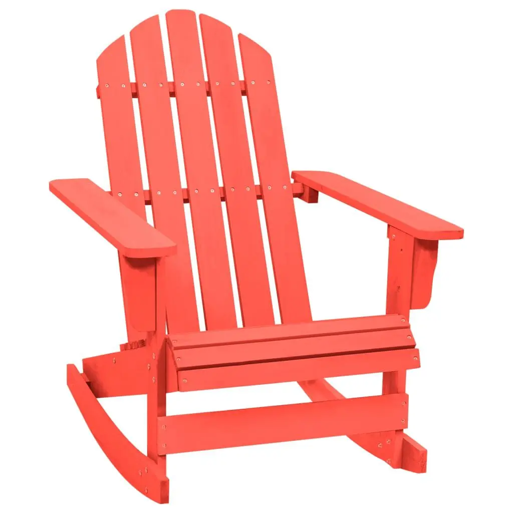 Patio Rocking Adirondack Chair Solid Fir Wood Red Outdoor Furniture