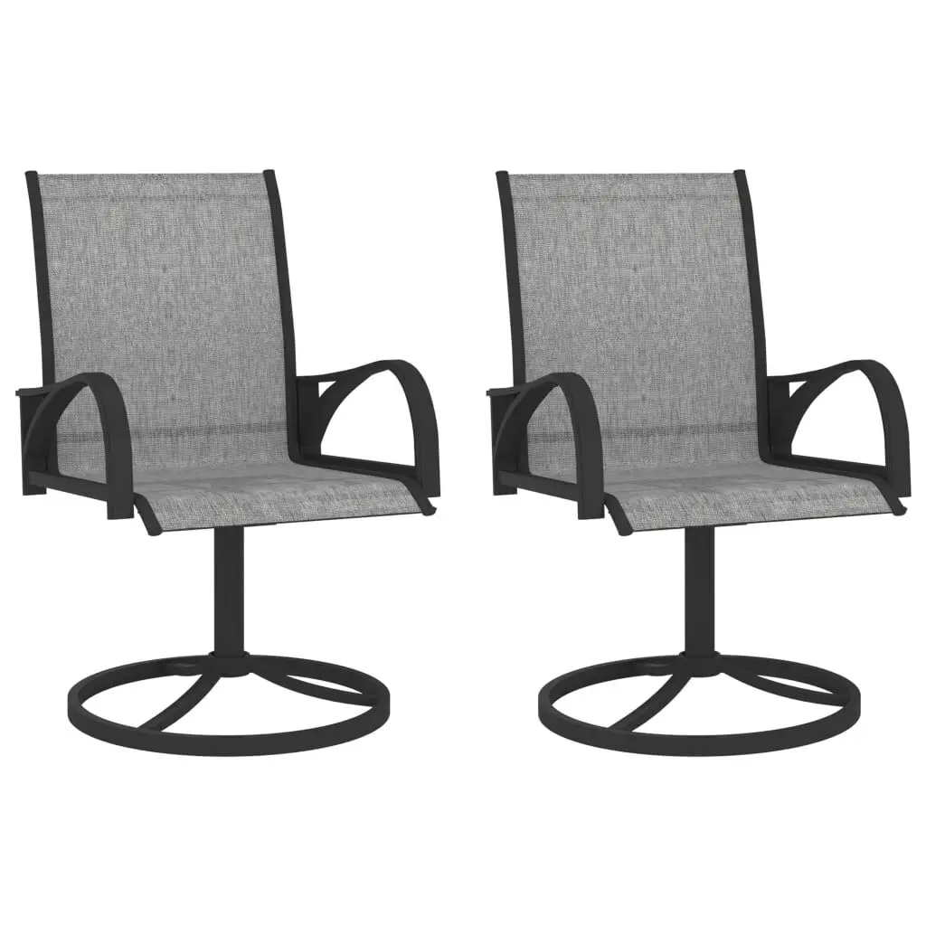 Patio Swivel Chairs 2 Pack Textilene and Steel Gray Outdoor Furniture