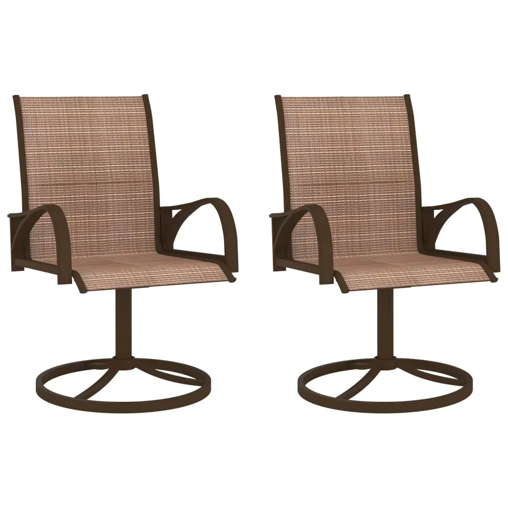 Patio Swivel Chairs 2 Pack Textilene and Steel Brown Outdoor Furniture