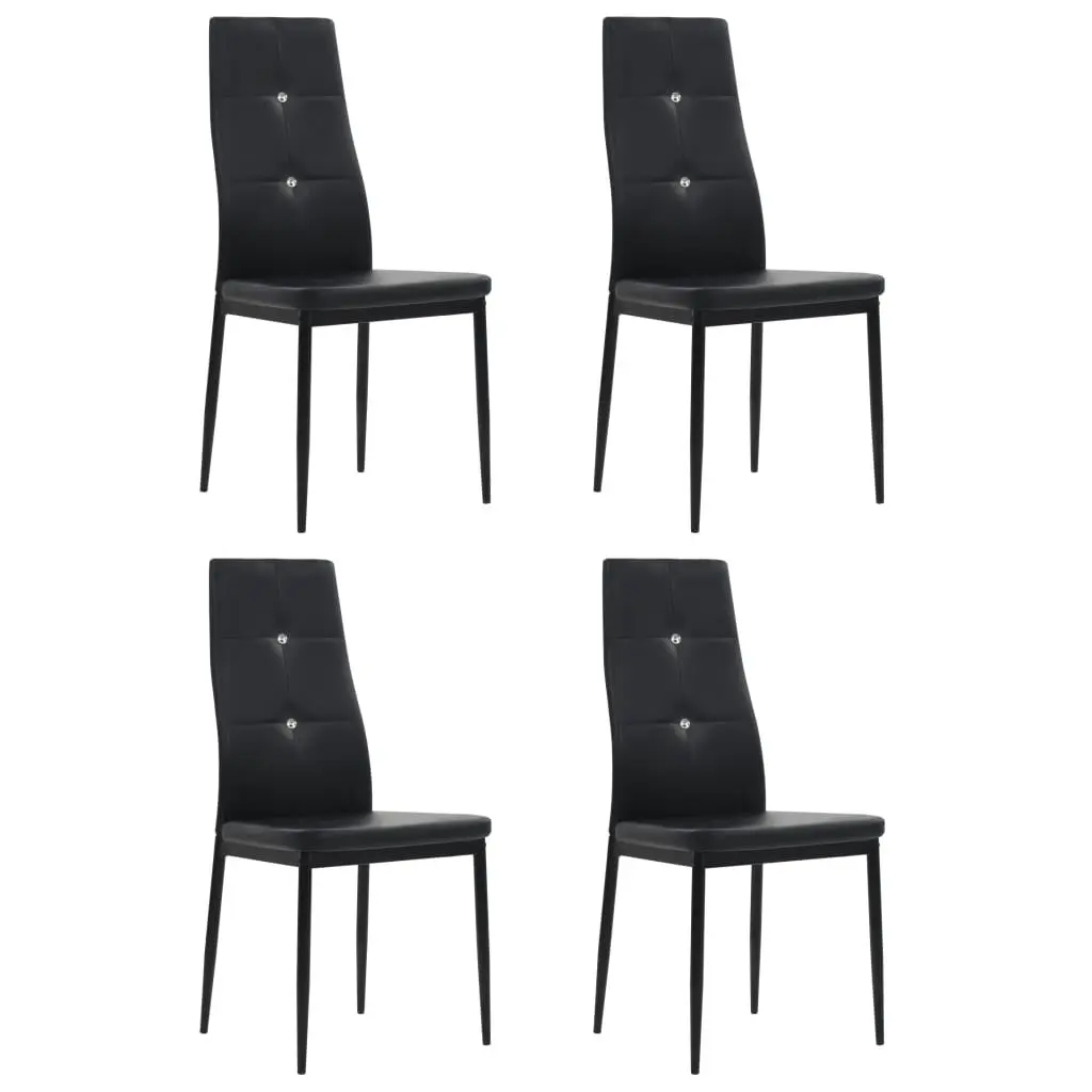 4 Piece Dining Chairs Black Faux Leather Kitchen Seating