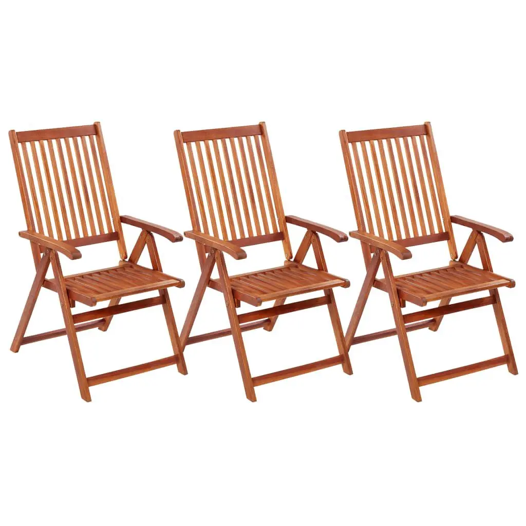 3 Piece Folding Patio Chairs Set Solid Acacia Wood Outdoor Furniture