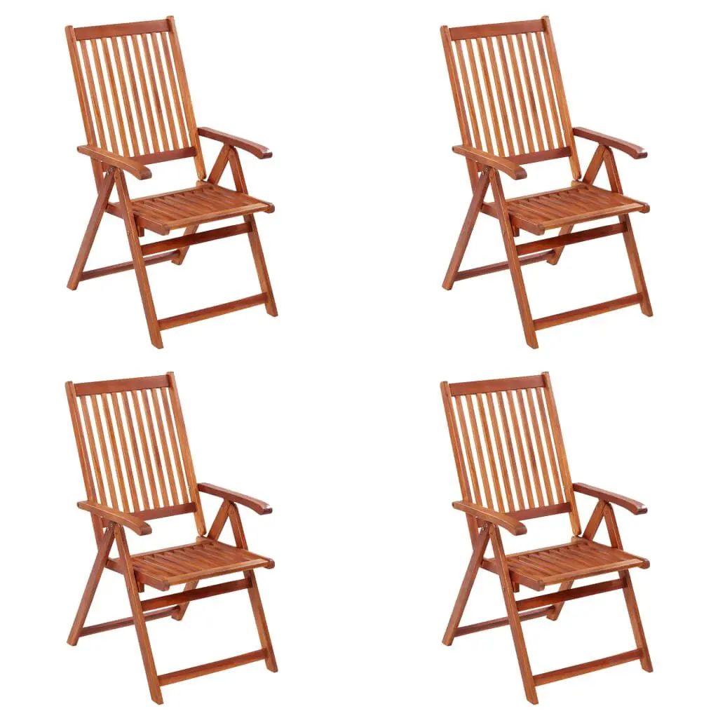 4 Piece Folding Patio Chairs Set Solid Acacia Wood Outdoor Seating