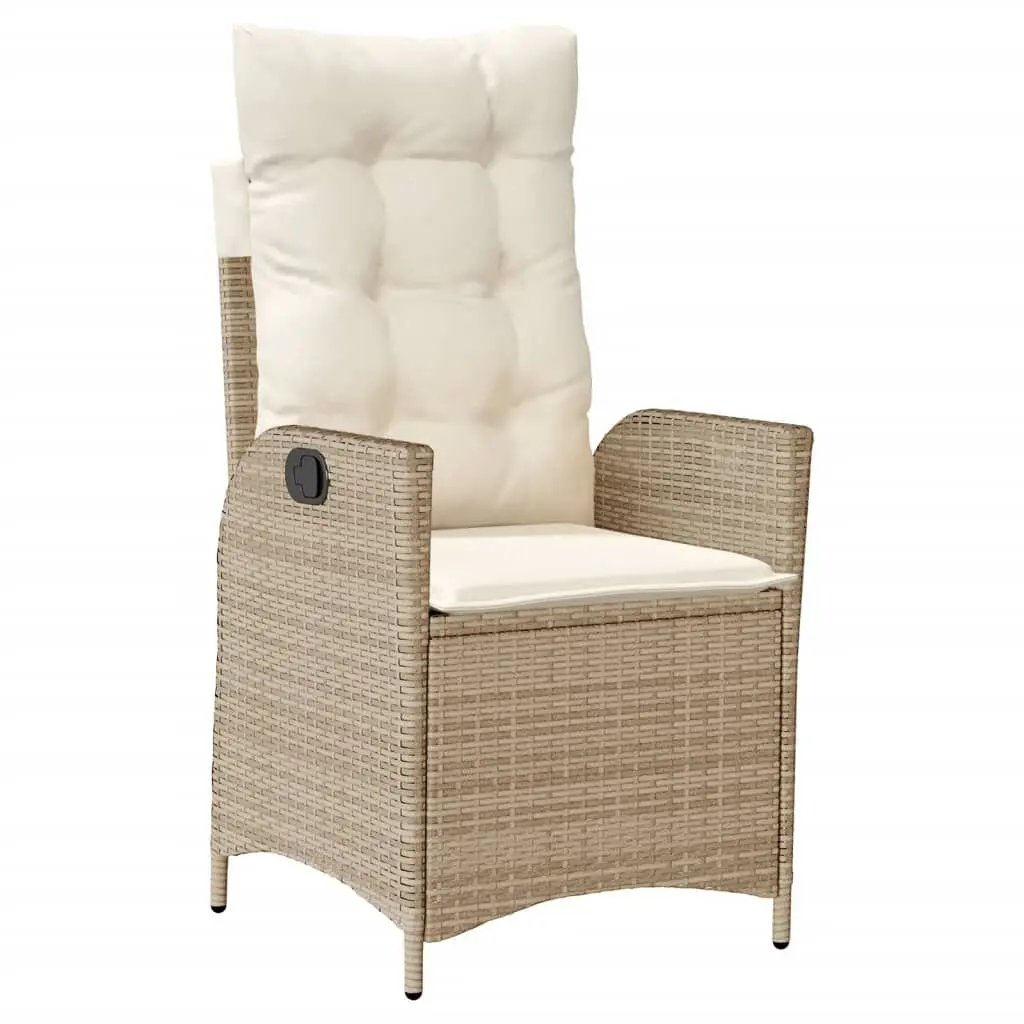 Reclining Patio Chair Cushions Beige Poly Rattan Outdoor Furniture